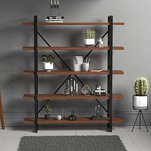 ספריית מדפים מעוצבת עשויה מתכת בשילוב עץ דגם ווד מבית Twins Design ספריית מדפים מעוצבת עשויה מתכת בשילוב עץ דגם ווד מבית Twins Design