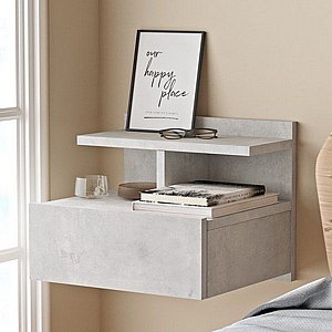 שידת לילה צפה בצבע אפור בהיר דגם אילה מבית Twins Design שידת לילה צפה בצבע אפור בהיר דגם אילה מבית Twins Design