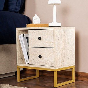 שידת לילה בצבע אבן בשילוב רגלי מתכת דגם גליל מבית TWINS DESIGN שידת לילה בצבע אבן בשילוב רגלי מתכת דגם גליל מבית TWINS DESIGN