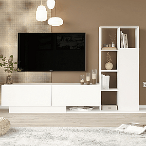 מזנון עומד מעוצב בצבע לבן בשילוב מדפים דגם קריסטל מבית Twins Design מזנון עומד מעוצב בצבע לבן בשילוב מדפים דגם קריסטל מבית Twins Design