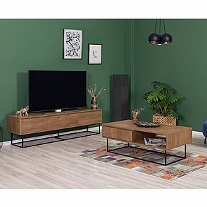 סט מזנון ושולחן תואם בצבע חום WALNUT מבית Twins Design סט מזנון ושולחן תואם בצבע חום WALNUT מבית Twins Design