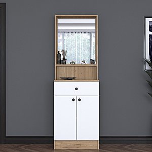 שידת כניסה בצבע לבן עם מראה דגם אגת | Twins Design שידת כניסה בצבע לבן עם מראה דגם אגת | Twins Design