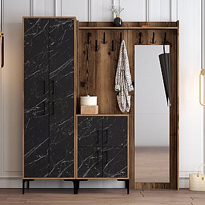 ארון כניסה בצבעי אגוז ולבן דגם אשחר | Twins Design ארון כניסה בצבעי אגוז ולבן דגם אשחר | Twins Design