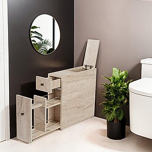 ארונית רב שימושית לשירותים בצבע שחור דגם טלי מבית Twins Design ארונית רב שימושית לשירותים בצבע שחור דגם טלי מבית Twins Design